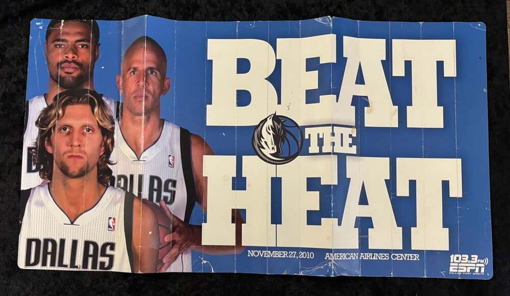 Vintage 2010 Dallas Mavericks Beat The Heat Promotional Fan Clapper Poster
